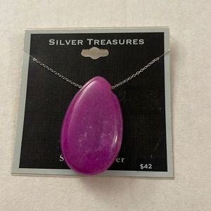 New Silver Treasures Sterling Silver Amethyst Necklace H21